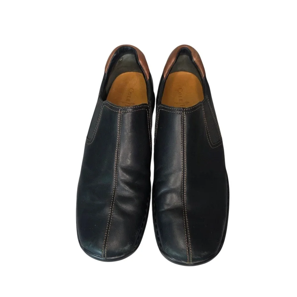 Cole Haan Zeno II Mens 10.5 M Black Leather Stitch Comfort Slip On Loafer Shoes